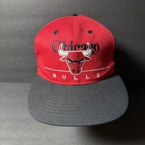 Chicago Bulls Snapback Hat Red Vintage 90s Official NBA TWINS Tag